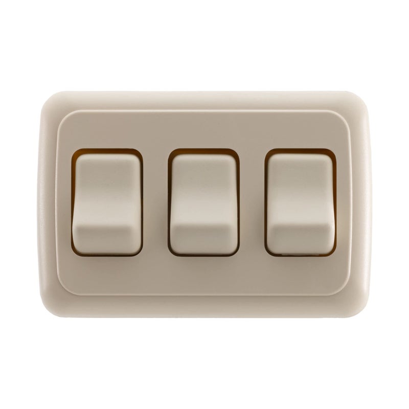 American Technology Components Triple SPST On-Off Switch with Bezel, 12-Volt, for RV, Trailer, Camper (Almond) - Image 2